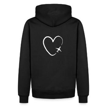 Flugzeug fleigen reisen Urlaub Herz Stewardess süß - Männer Premium Bio Hoodie - Schwarz - Hinten - Nico (187cm)