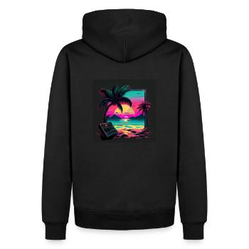Synth sunset - Men’s Premium Organic Hoodie - black - Back - Nico (187cm)