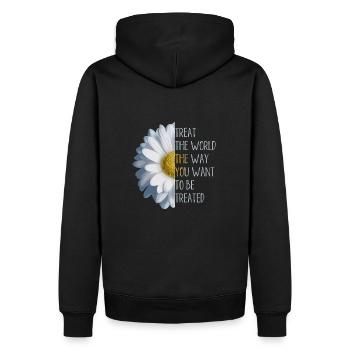 Traitez bien le monde! Marguerites Protection du climat - Sweat à capuche Premium bio Homme - noir - Dos - Nico (187cm)