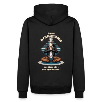 Lustige Lama - Männer Premium Bio Hoodie - Schwarz - Hinten - Nico (187cm)