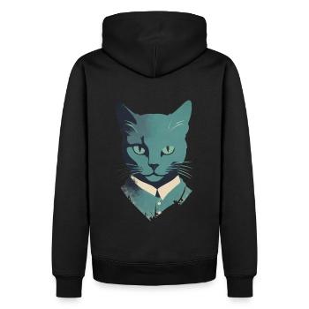 Costume de chat élégant : Art félin bleu - Sweat à capuche Premium bio Homme - noir - Dos - Nico (187cm)