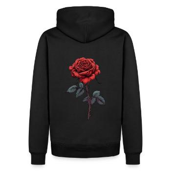 Rose Red Thorns Flower - Men’s Premium Organic Hoodie - black - Back - Nico (187cm)