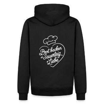 Brot Backen mit Sauerteig und Liebe - Männer Premium Bio Hoodie - Schwarz - Hinten - Nico (187cm)