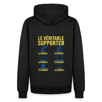 Rugby Clermont supporters Clermont Rugby - Sweat à capuche Premium bio Homme - noir - Dos - Nico (187cm)