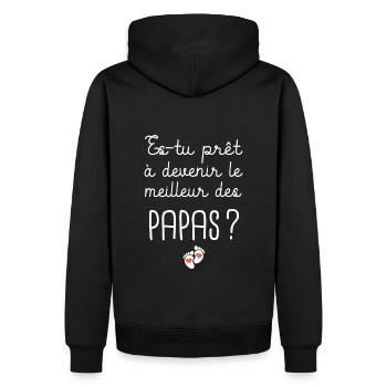 annonce grossesse papa enceinte futur papa maman - Sweat à capuche Premium bio Homme - noir - Dos - Nico (187cm)
