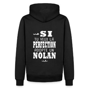Nolan Si tu veux la perfection Cadeau nolan - Sweat à capuche Premium bio Homme - noir - Dos - Nico (187cm)