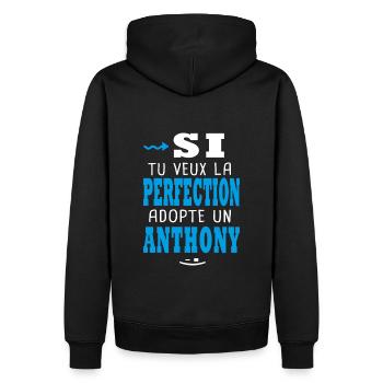 Anthony Si tu veux la perfection adopte un anthony - Sweat à capuche Premium bio Homme - noir - Dos - Nico (187cm)