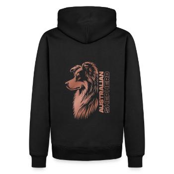 Australian Shepherd Portrait | Aussie's head rose gold - Men’s Premium Organic Hoodie - black - Back - Nico (187cm)
