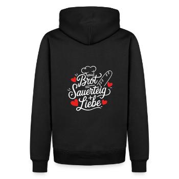 Backen ist Sauerteig und Liebe - Männer Premium Bio Hoodie - Schwarz - Hinten - Nico (187cm)