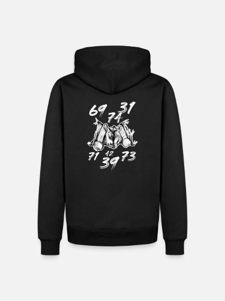 Herens cow with number - Men’s Premium Organic Hoodie - black