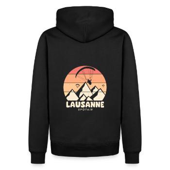 Parapente Lausanne spotair suisse - Sweat à capuche Premium bio Homme - noir - Dos - Nico (187cm)
