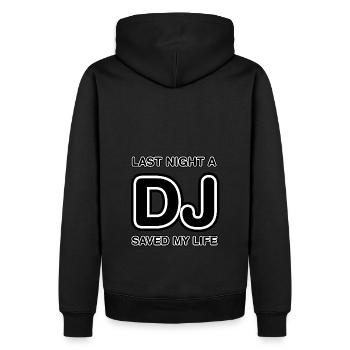 Last Night A DJ Saved My Life - Sweat à capuche Premium bio Homme - noir - Dos - Nico (187cm)