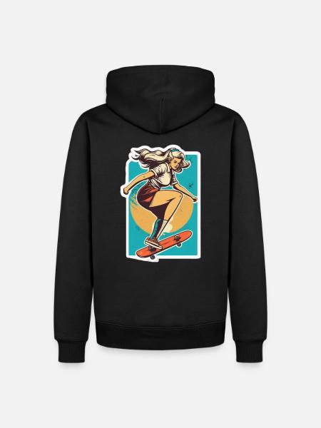 Skater-Mädchen - Männer Premium Bio Hoodie - Schwarz