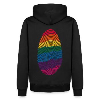 Conception d’art d’empreintes digitales arc-en-ciel coloré - Sweat à capuche Premium bio Homme - noir - Dos - Nico (187cm)