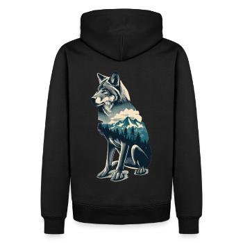 Im Einklang mit der Natur: Der Wolf des Berges - Männer Premium Bio Hoodie - Schwarz - Hinten - Nico (187cm)