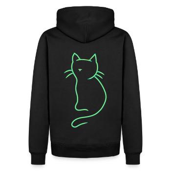 Retro vintage cat 80's old school - Men’s Premium Organic Hoodie - black - Back - Nico (187cm)