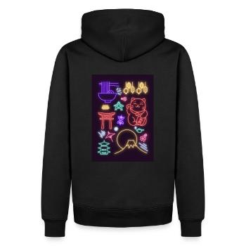 Bunte Neonlichter Japan - Männer Premium Bio Hoodie - Schwarz - Hinten - Nico (187cm)