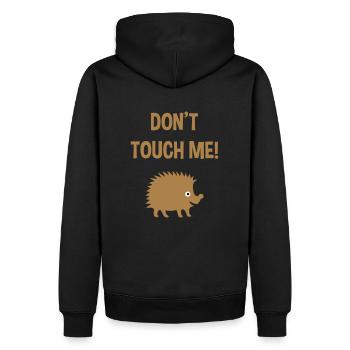 Don't touch me (Igel) - Männer Premium Bio Hoodie - Schwarz - Hinten - Nico (187cm)