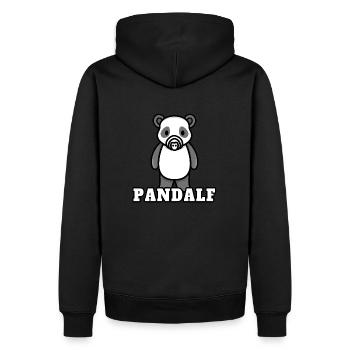 Pandalf Panda lustiger Außerirdischer - Männer Premium Bio Hoodie - Schwarz - Hinten - Nico (187cm)