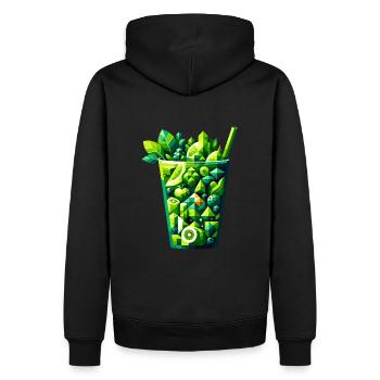 Geometrischer grüner Smoothie: Erfrischendes Kunstdesign - Männer Premium Bio Hoodie - Schwarz - Hinten - Nico (187cm)