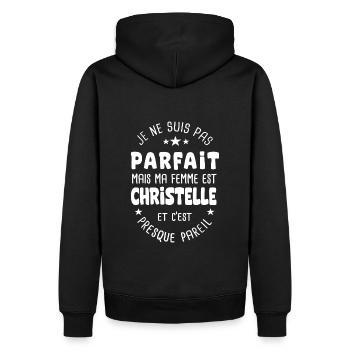 Christelle - homme parfait - femme christelle - Sweat à capuche Premium bio Homme - noir - Dos - Nico (187cm)