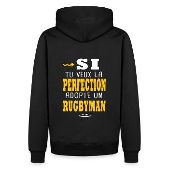 Rugby joueur de rugby équipe homme club rugby - Sweat à capuche Premium bio Homme - noir - Dos - Nico (187cm)