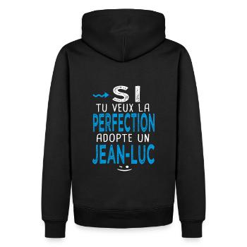 Jean luc Si tu veux la perfection adopte Jean luc - Sweat à capuche Premium bio Homme - noir - Dos - Nico (187cm)