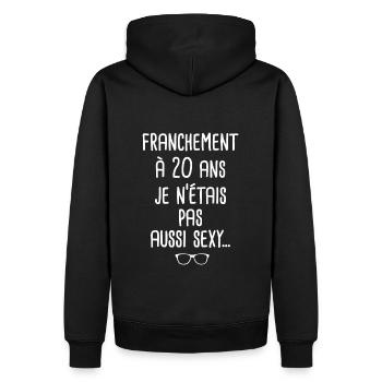 50 ans cadeau d anniversaire décennie - Sweat à capuche Premium bio Homme - noir - Dos - Nico (187cm)