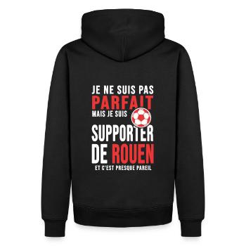 Rouen foot club football supporters rouannais - Sweat à capuche Premium bio Homme - noir - Dos - Nico (187cm)