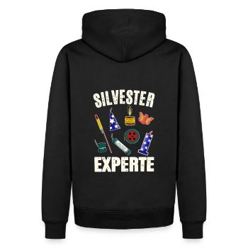 Silvester Experte - Männer Premium Bio Hoodie - Schwarz - Hinten - Nico (187cm)