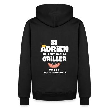 Adrien roi barbecue cadeau adrien fêtes - Sweat à capuche Premium bio Homme - noir - Dos - Nico (187cm)