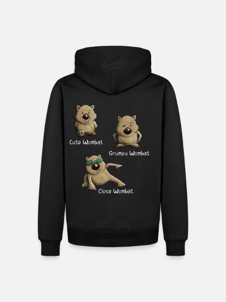 Cute Grumpy and Close Wombat Beuteltier Posen - Männer Premium Bio Hoodie - Schwarz