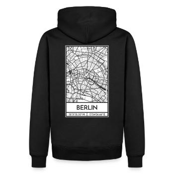 Berlin – City Stadtplan Map Karte (weiß) - Männer Premium Bio Hoodie - Schwarz - Hinten - Nico (187cm)