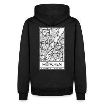 München – City Stadtplan Map Karte (weiß) - Männer Premium Bio Hoodie - Schwarz - Hinten - Nico (187cm)