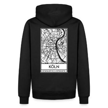Köln – City Stadtplan Map Karte (weiß) - Männer Premium Bio Hoodie - Schwarz - Hinten - Nico (187cm)