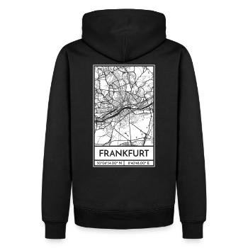 Frankfurt – City Stadtplan Map Karte (weiß) - Männer Premium Bio Hoodie - Schwarz - Hinten - Nico (187cm)