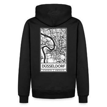 Düsseldorf – City Stadtplan Map Karte (weiß) - Männer Premium Bio Hoodie - Schwarz - Hinten - Nico (187cm)