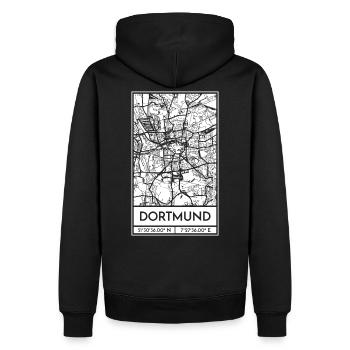 Dortmund – City Stadtplan Map Karte (weiß) - Männer Premium Bio Hoodie - Schwarz - Hinten - Nico (187cm)
