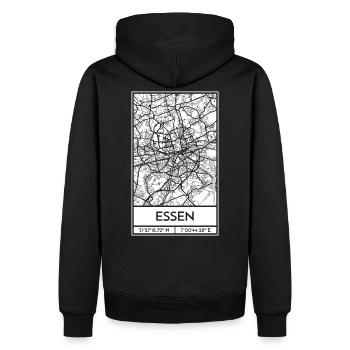 Essen – City Stadtplan Map Karte (weiß) - Männer Premium Bio Hoodie - Schwarz - Hinten - Nico (187cm)