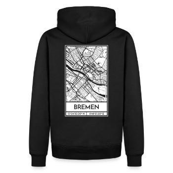 Bremen – City Stadtplan Map Karte (weiß) - Männer Premium Bio Hoodie - Schwarz - Hinten - Nico (187cm)