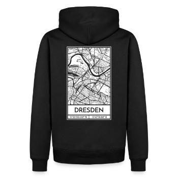 Dresden – City Stadtplan Map Karte (weiß) - Männer Premium Bio Hoodie - Schwarz - Hinten - Nico (187cm)