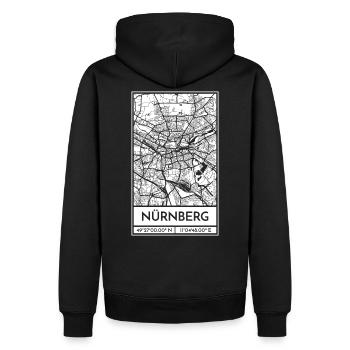 Nürnberg – City Stadtplan Map Karte (weiß) - Männer Premium Bio Hoodie - Schwarz - Hinten - Nico (187cm)