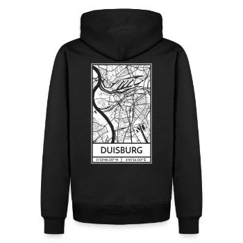 Duisburg – City Stadtplan Map Karte (weiß) - Männer Premium Bio Hoodie - Schwarz - Hinten - Nico (187cm)