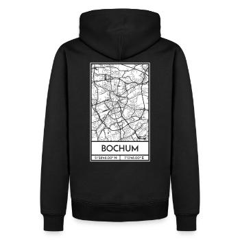 Bochum – City Stadtplan Map Karte (weiß) - Männer Premium Bio Hoodie - Schwarz - Hinten - Nico (187cm)