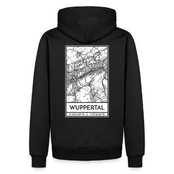 Wuppertal – City Stadtplan Map Karte (weiß) - Männer Premium Bio Hoodie - Schwarz - Hinten - Nico (187cm)
