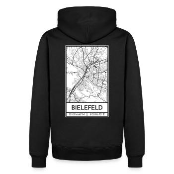 Bielefeld – City Stadtplan Map Karte (weiß) - Männer Premium Bio Hoodie - Schwarz - Hinten - Nico (187cm)