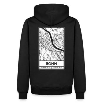 Bonn – City Stadtplan Map Karte (weiß) - Männer Premium Bio Hoodie - Schwarz - Hinten - Nico (187cm)