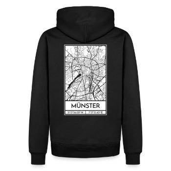 Münster – City Stadtplan Map Karte (weiß) - Männer Premium Bio Hoodie - Schwarz - Hinten - Nico (187cm)