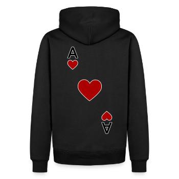 Spielkarte Herz Ass - Männer Premium Bio Hoodie - Schwarz - Hinten - Nico (187cm)