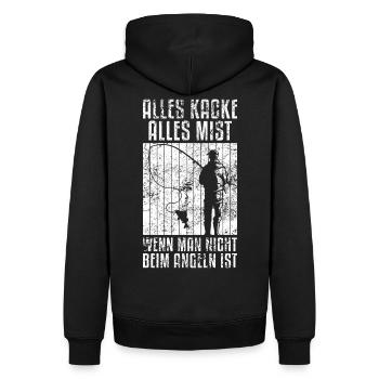 Angler Sprüche Texte Lustige - Männer Premium Bio Hoodie - Schwarz - Hinten - Nico (187cm)